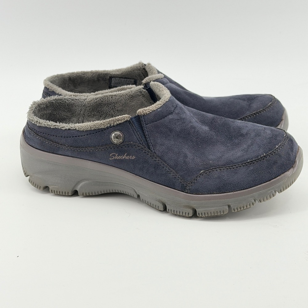 Skechers Relaxed Fit Navy Blue Faux Fur Lined Mules SN 49532 Womens 8.5